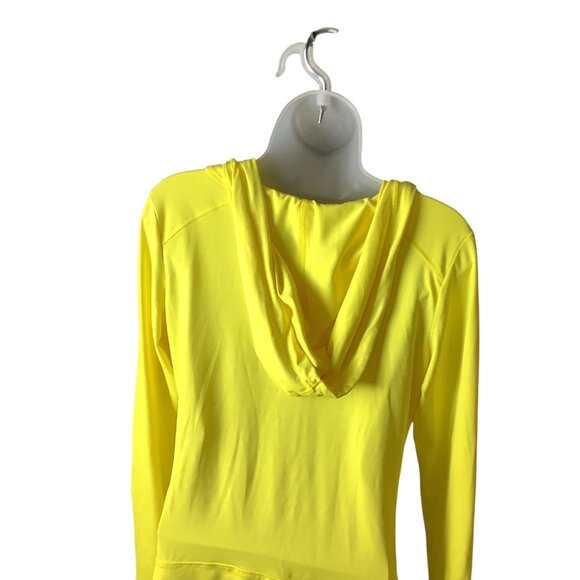 Calvin Klein Performance Quick Dry Womens Yellow Hooded Long Sleeve Ruched Top M - Picture 11 of 12
